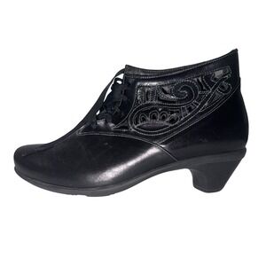 NAOT Boots Womens 40 Daring Madras Cut-Out Bootie Black Lace Up Casual Ankle Top